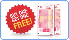 Buy one and get one lottery ticket free icon