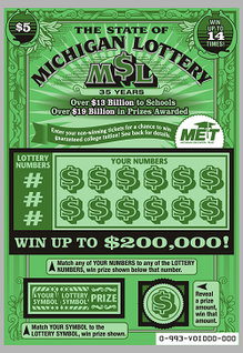 Michigan Lottery 35 Years Anniversaty Scratch Card